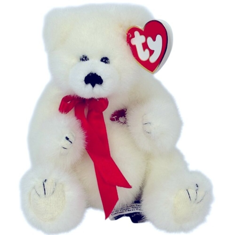 Ty 1993 Amore With All My Heart 8” White Bear With Red Bow  Embroidered I❤️U